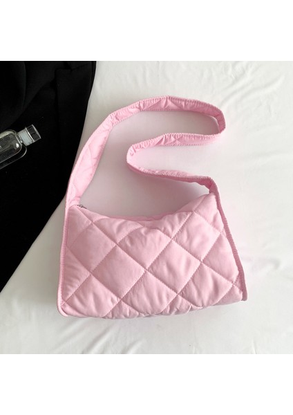 Omuz Çantası Çapraz Çanta Taşınabilir Yüksek Kaliteli Hafif Pamuklu Kumaş Şık ve Sade Stil, Pembe (Yurt Dışından)