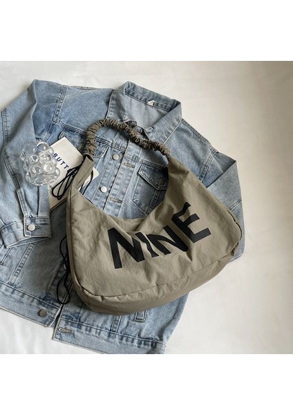 Omuz Çantası Çapraz Çanta Taşınabilir Yüksek Kaliteli Hafif Naylon Kumaş Sade Sokak Stili Büyük, Yeşil (Yurt Dışından)