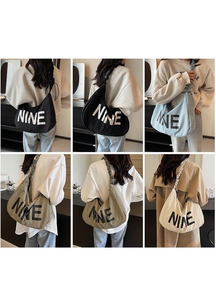 Omuz Çantası Çapraz Çanta Taşınabilir Yüksek Kaliteli Hafif Naylon Kumaş Sade Sokak Stili Büyük, Yeşil (Yurt Dışından) fiyatları