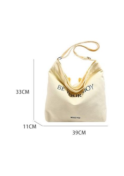 Omuz Çantası Çapraz Çanta Taşınabilir Yüksek Kaliteli Tuval Malzemesi Basit Formatlı Mektup Baskısı, Bej (Yurt Dışından) modelleri