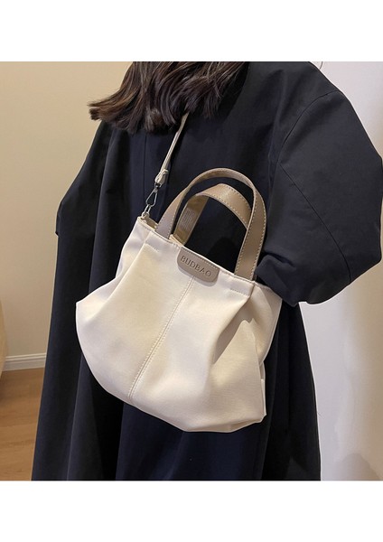 Omuz Çantası Çapraz Çanta Taşınabilir Yüksek Kaliteli Hafif Kanvas Kumaş Sade Sokak Stili, Bej (Yurt Dışından) fiyatları