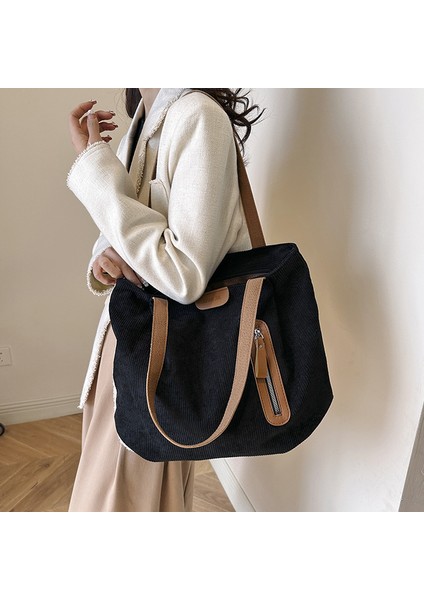 Omuz Çantası Çapraz Çanta Taşınabilir Yüksek Kaliteli Nefes Alabilen Fitilli Kadife Malzeme Sade Günlük Tarz, Beyaz (Yurt Dışından) fiyatları