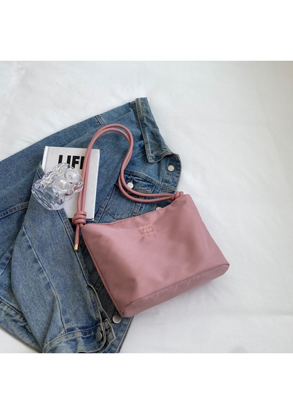 Omuz Çantası Çapraz Çanta Taşınabilir Yüksek Kaliteli Hafif Naylon Kumaş Sokak Modası Stili, Pembe (Yurt Dışından)