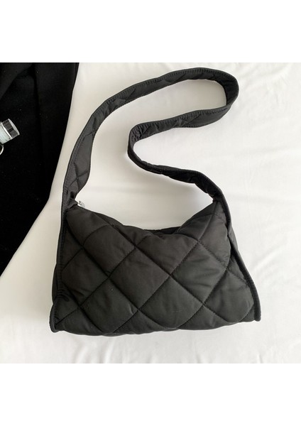 Omuz Çantası Çapraz Çanta Taşınabilir Yüksek Kaliteli Hafif Pamuklu Kumaş Şık ve Sade Stil, Siyah (Yurt Dışından)