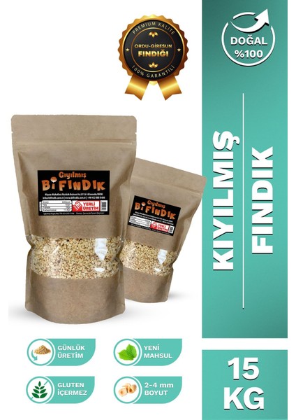 Kavrulmuş Kıyılmış Fındık (Pirinç) Doypack 1.kalite Glutensiz Taze Yeni Mahsul 15 kg