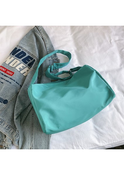 Omuz Çantası Çapraz Çanta Taşınabilir Yüksek Kaliteli Pürüzsüz Naylon Malzeme Düz Renk ve Basit Stil, Mavi (Yurt Dışından)