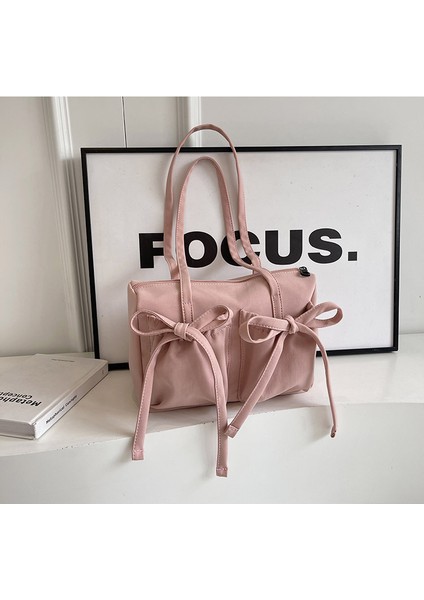 Omuz Çantası Çapraz Çanta Taşınabilir Birinci Sınıf Hafif Naylon Kumaş Basit Çanta Stili, Pembe (Yurt Dışından)