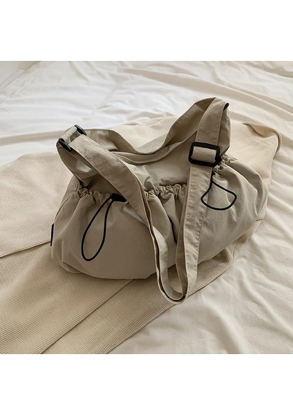 Omuz Çantası Çapraz Çanta Taşınabilir Çok Yönlü Stil Içın Yüksek Kaliteli Hafif Naylon Kumaş, Bej (Yurt Dışından)