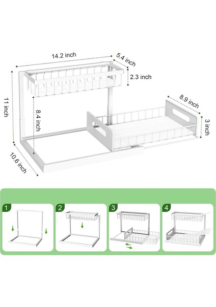 Lavabo Altı Düzenleyici ve Depolama 2 Paket Çekmeceli Dolap Düzenleyici Sürgülü Lavabo Rafı Dolap Depolama Rafları Mutfak Banyo Dolabı Için Lavabo Altı Depolama (Yurt Dışından)