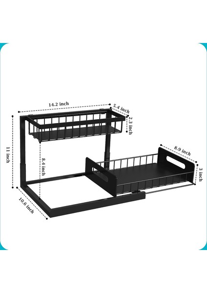 Lavabo Altı Düzenleyici Çekmeceli Dolap Düzenleyici 2 Katlı Sürgülü Lavabo Rafı Dolap Depolama Rafları Mutfak Banyo Dolabı Için Lavabo Altı Depolama (Yurt Dışından)