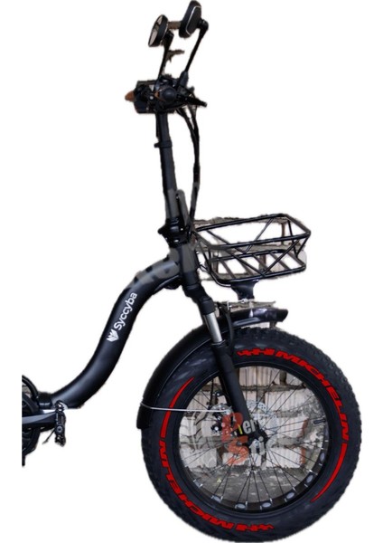 Michelin + Şerit Elektrikli Bisiklet Lastik Yazısı 8Adet Lastik Stiker E-Bike Lastik Sticker Kırmızı