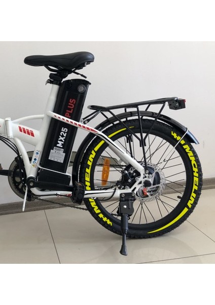 Michelin + Şerit Elektrikli Bisiklet Lastik Yazısı 8 Adet Rks E-Bike Lastik Stickeri Lastik Stiker Sarı