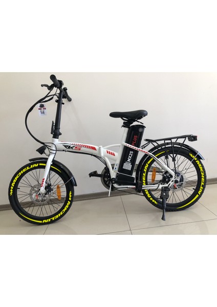 Michelin + Şerit Elektrikli Bisiklet Lastik Yazısı 8 Adet Rks E-Bike Lastik Stickeri Lastik Stiker Sarı