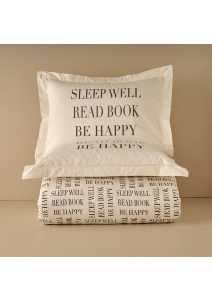 Bella Maison Pamuk Ranforce Book Lovers King Size Nevresim Seti Antrasit (160X220 Cm)