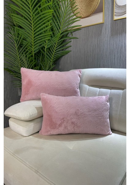Tavşan Peluş Kırlent Kılıfı - Pudra( 1 Adet )