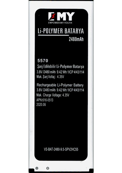 Vestel Venus V3 5570 Uyumlu Emy Batarya