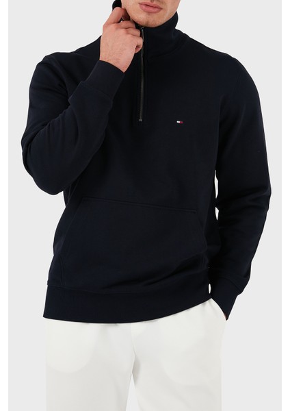 Pamuk Regular Fit Yarım Fermuarlı Dik Yaka Sweat Erkek Sweat MW0MW37238 Dw5