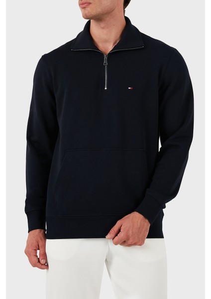 Pamuk Regular Fit Yarım Fermuarlı Dik Yaka Sweat Erkek Sweat MW0MW37238 Dw5