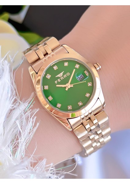 Çelik Kordon Iyon Kaplama Kasa 3 Atm Suya Dayanıklı Kadın Kol Saati+Bileklik EFL21519-B6