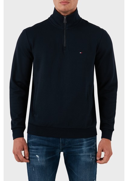 Pamuklu Regular Fit Yarım Fermuarlı Dik Yaka Sweat Erkek Sweat MW0MW36510 Dw5