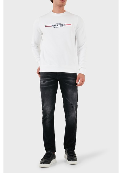 Logolu Pamuklu Regular Fit Bisiklet Yaka Sweat Erkek Sweat MW0MW35530 Ybr