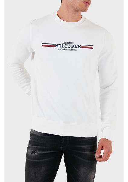 Logolu Pamuklu Regular Fit Bisiklet Yaka Sweat Erkek Sweat MW0MW35530 Ybr