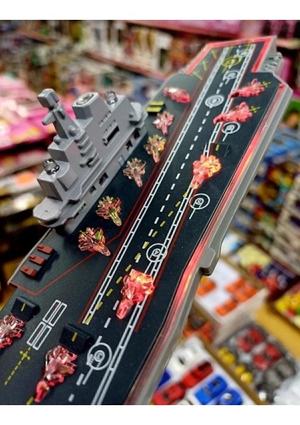 Oyuncak Savaş Gemisi 23 Cm Işıklı-Sesli Saratoga Metal Uçak Sürtmeli Gemi Kruvazör fiyatları