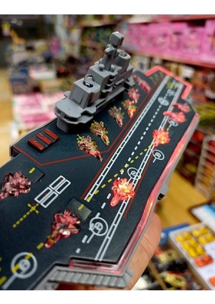 Oyuncak Savaş Gemisi 23 Cm Işıklı-Sesli Saratoga Metal Uçak Sürtmeli Gemi Kruvazör modelleri