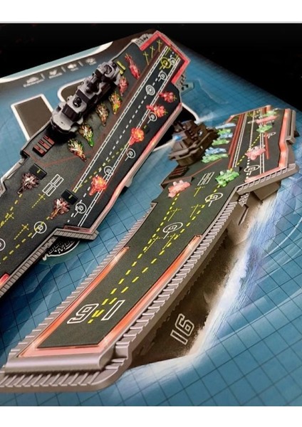 Oyuncak Savaş Gemisi 23 Cm Işıklı-Sesli Saratoga Metal Uçak Sürtmeli Gemi Kruvazör fırsatları