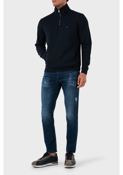 Pamuklu Regular Fit Yarım Fermuarlı Dik Yaka Sweat Erkek Sweat MW0MW36510 Dw5