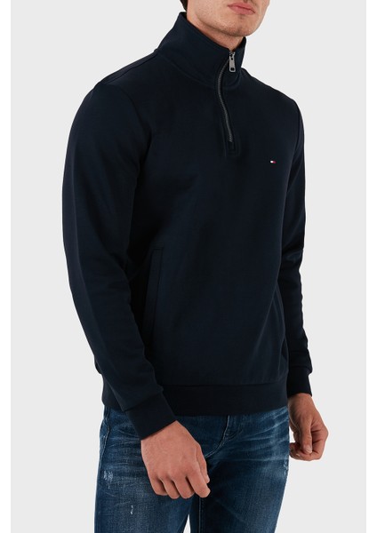 Pamuklu Regular Fit Yarım Fermuarlı Dik Yaka Sweat Erkek Sweat MW0MW36510 Dw5