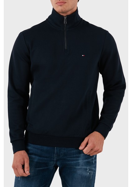 Pamuklu Regular Fit Yarım Fermuarlı Dik Yaka Sweat Erkek Sweat MW0MW36510 Dw5