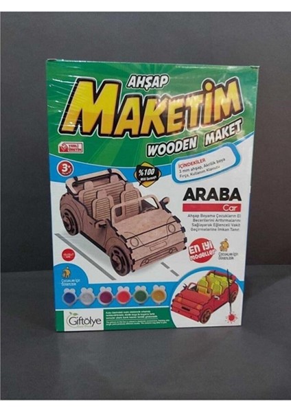 3D Ahşap Araba