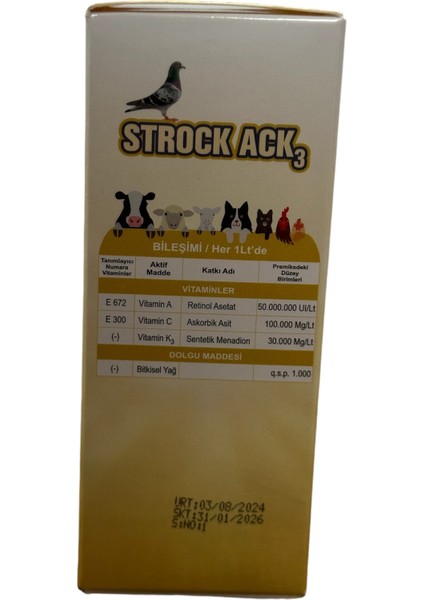 Strock Ack₃ - 100 ml Kanatlılar Için Güçlü Vitamin Desteği, Sağlıklı Bir Yaşam Için.