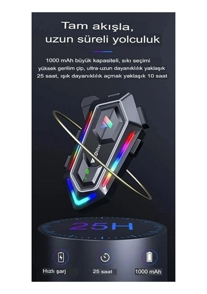 Y20 Max Bluetooth 5.3 Kask Interkom 2 Kişi 300 Metre Eşleşme Işıklı