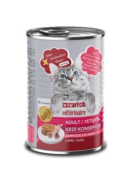 Zurich Veterinaire Pate Kuzulu Yetişkin Kedi Konservesi 415 gr