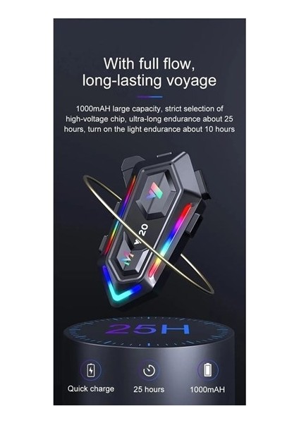 Y20 5.3 Motosiklet Kask Bluetooth Kulaklık Intercom Işıklı