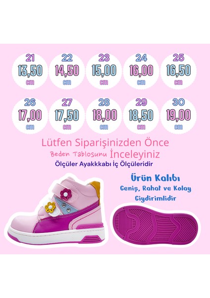 Ortopedik Kürklü Kız Bebek ve Çocuk Botu PMABEPA2306 Pembe Fuşya 21