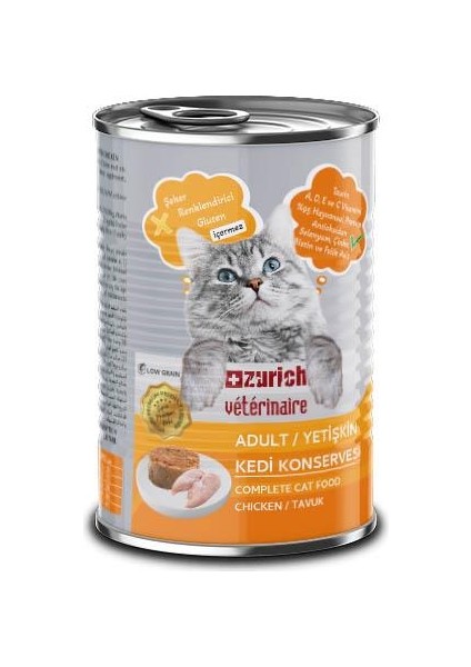 Zurich Veterinaire Pate Tavuklu Yetişkin Kedi Konservesi 415 gr