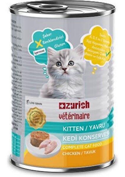 Zurich Veterinaire Pate Tavuklu Yavru Kedi Konservesi 415 gr