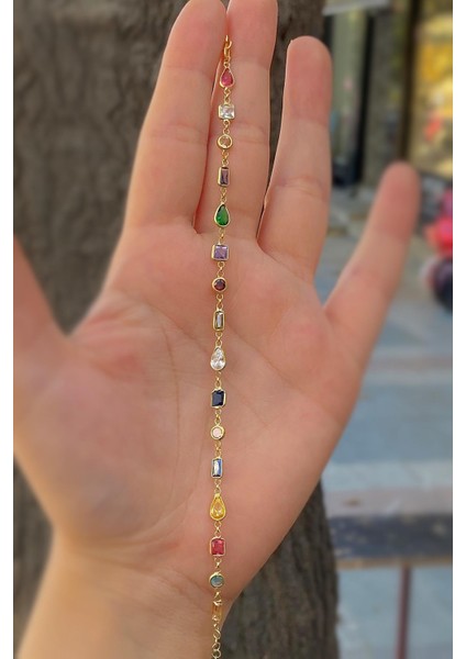 Gümüş Altın Kaplama Renkli Taşlı Bileklik CM56E232 modelleri