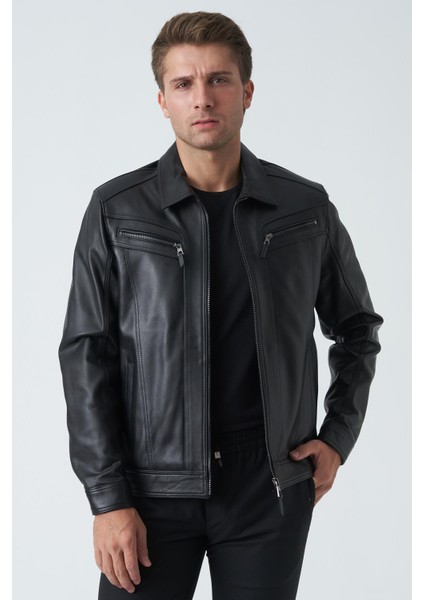 Aberdeen 5004 Slim Fit Sergio Kuzu Derisi Kaban Siyah