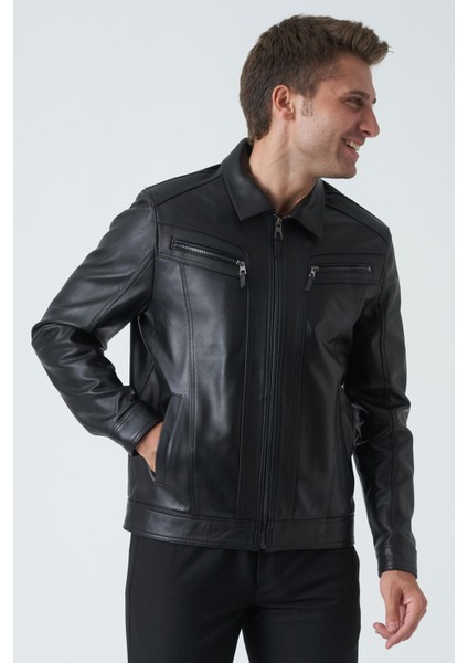 Aberdeen 5004 Slim Fit Sergio Kuzu Derisi Kaban Siyah modelleri