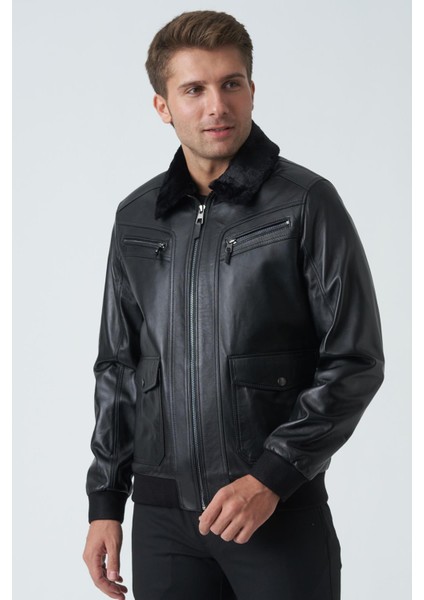 Armagh 5005 Slim Fit Torba Cep Kuzu Derisi Mont Siyah fiyatları