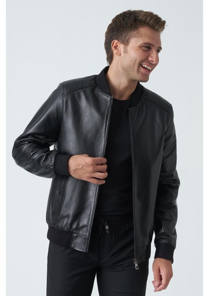 Bangor 5006 Slim Fit Kolej Kuzu Derisi Mont Siyah