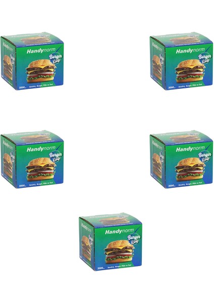 Handynorm Hamburger Burger Pide Tost Sandviç Kılıfı Poşeti - 12.5X12.5 Cm. - 2000 Adetlik 5 Kutu