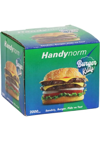 Handynorm Hamburger Burger Pide Tost Sandviç Kılıfı Poşeti - 12.5X12.5 Cm. - 2000 Adetlik 5 Kutu