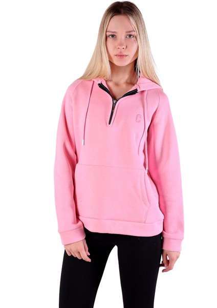 9140M Fermuar Detay Cepli Sweat Pembe