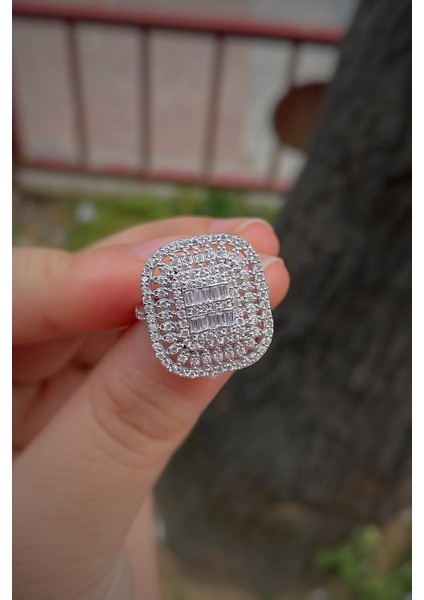 Gümüş Baget Taşlı Yüzük HR56E2621 fiyatları