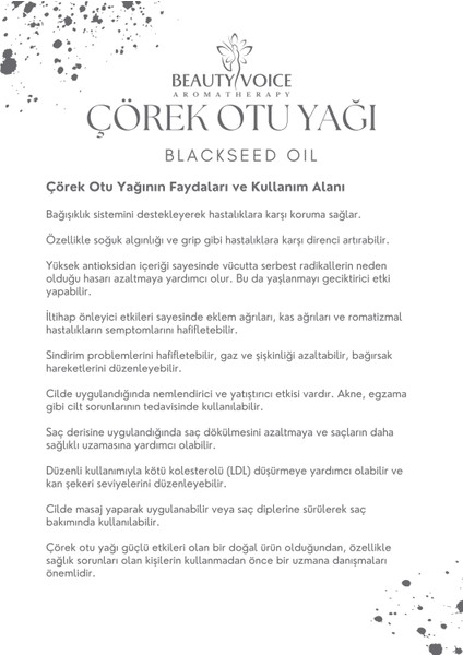 Saf Çörek Otu Yağı - Damlalıklı Şişe 100 ml